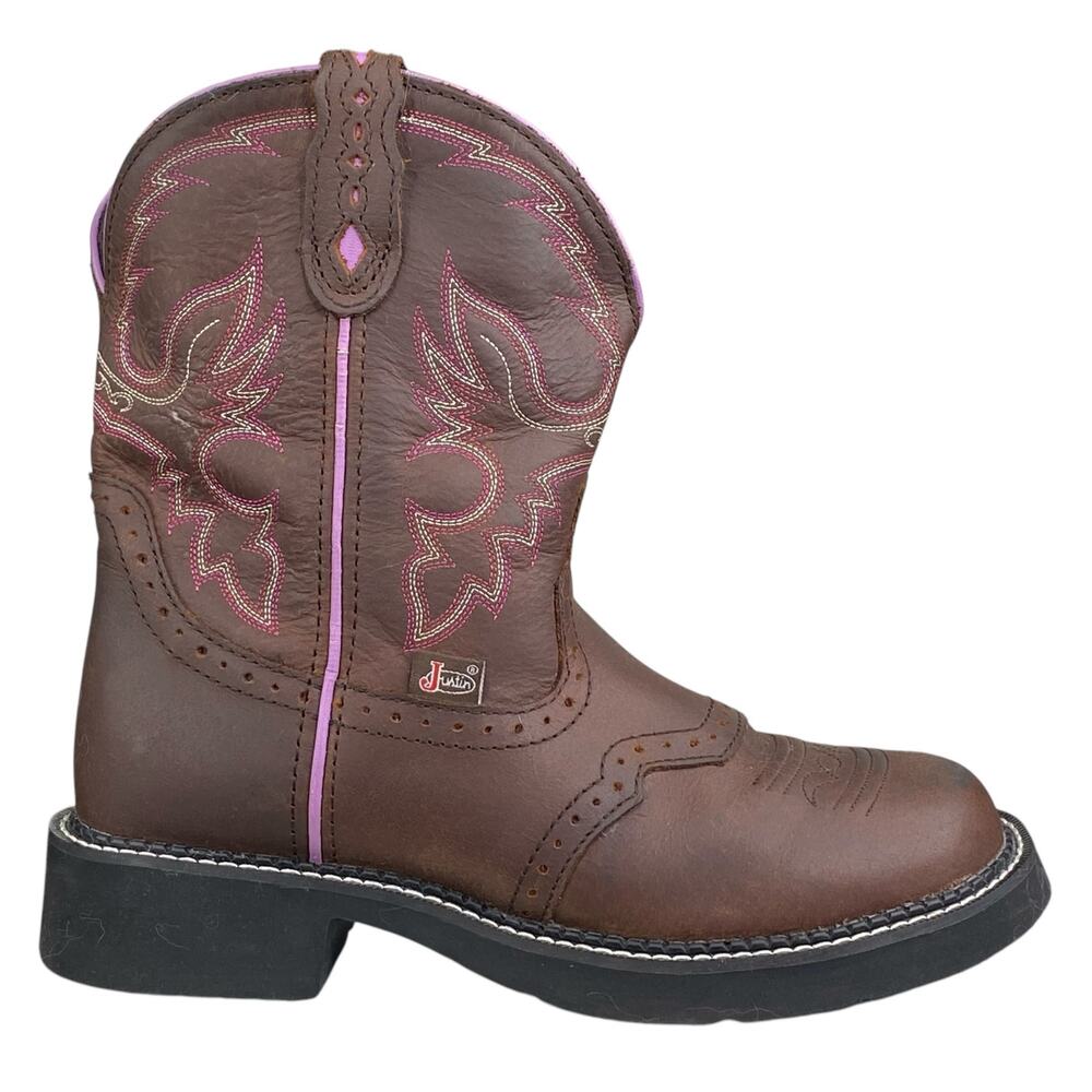 Justin Women’s Gypsy Brown Purple Leather Western Cowgirl Boot Size US 7.5